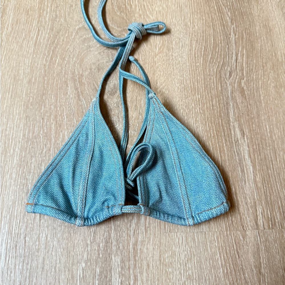 Indah - Denim Triangle Bikini Top